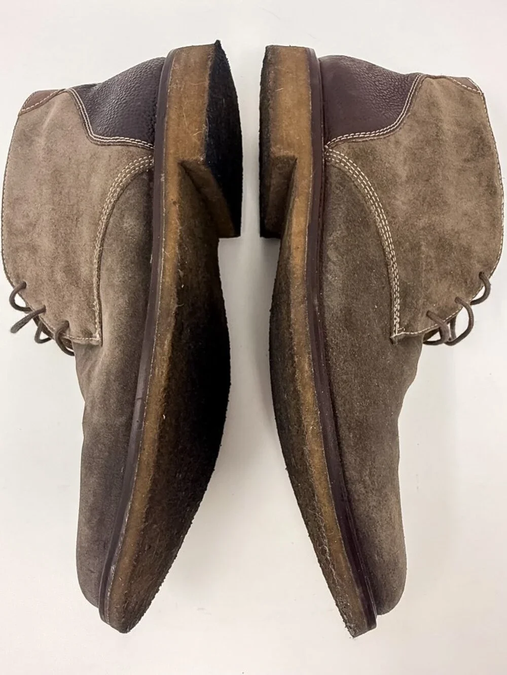 ECCO Suede Pebbled Leather Chukka Ankle Boots Men's 11.5 Brown Crepe Soles
